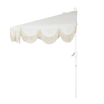 Beverly 9 ft. Designer Classic Scalloped Fringe Half Market Patio Umbrella